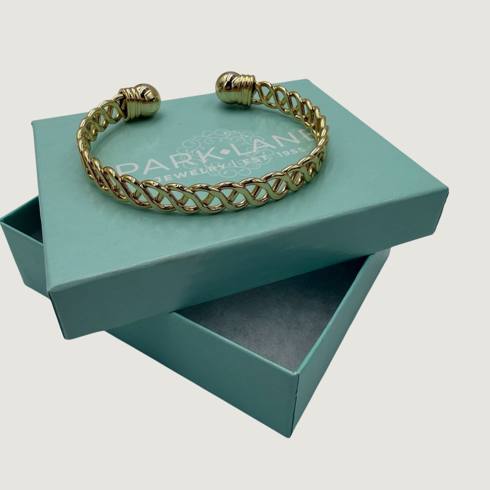 Park Lane Braided Cuff Bracelet OS Gold Tone Woven Open Bangle Jewelry